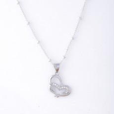 92.5 Sterling Silver Stylish Heart-in Pendant With Chain 